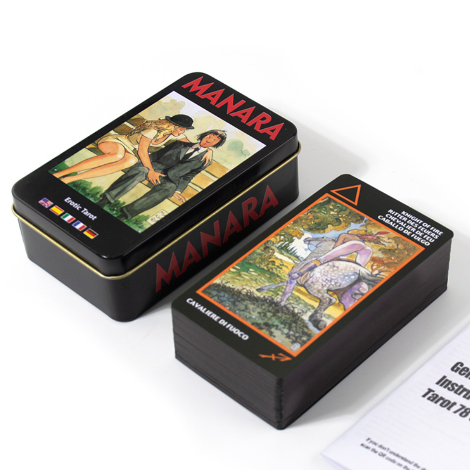 Baralho Erótico Especial 78 Cartas Lo Scarabeo's Manara - Ed. Tarot Com Borda Preta e Caixa De Metal