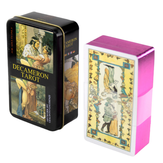Baralho Erótico Especial 78 Cartas Gaudenzi's Decameron - Ed. Tarot Com Borda Rosa e Caixa De Metal