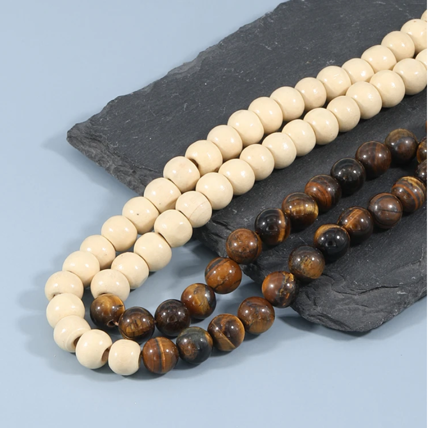 Japamala Natural 108 Contas Em Madeira Com Critais