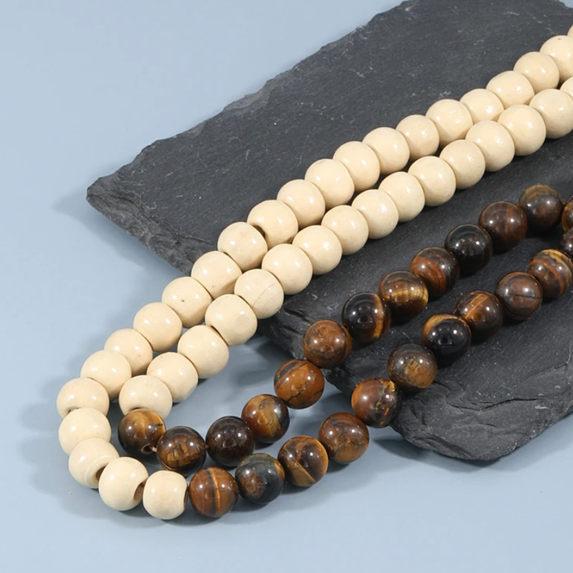 Japamala Natural 108 Contas Em Madeira Com Critais