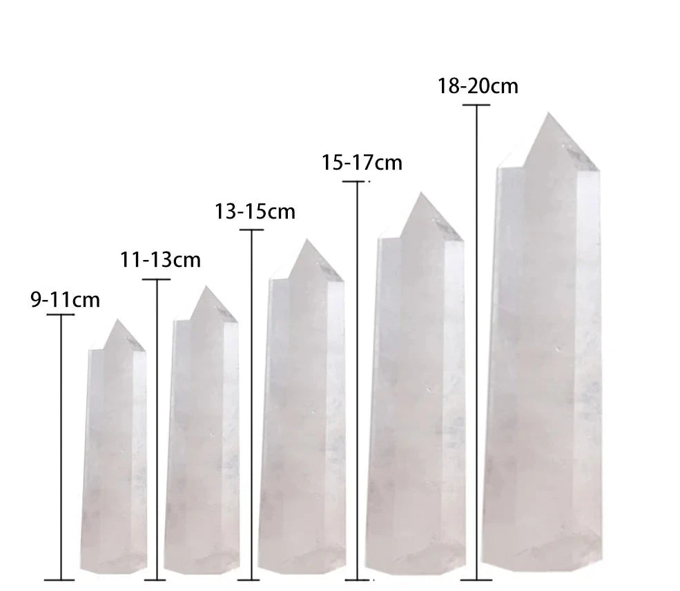 Cristal Grande de Quartzo Transparente Natural: Ponto de Cura Hexagonal e Obelisco Decorativo