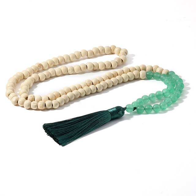 Japamala Natural 108 Contas Em Madeira Com Critais