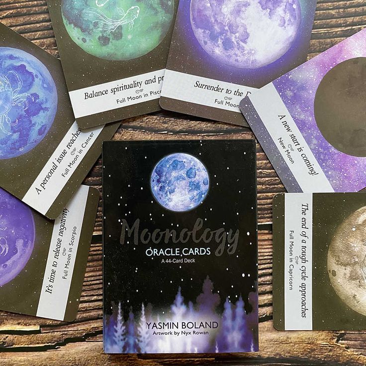 Baralho Oráculo Especial 55 Cartas Yasmin Bolland's Moonology Com Borda Roxa e Caixa De Metal - Mandalay Shop
