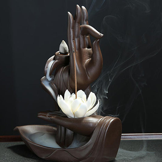 Incensário Tatagata Buda com Lotus Zen Feng Shui + 20 Incensos de brinde - Mandalay Shop