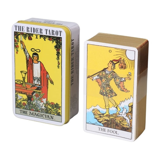 Baralho Especial 78 Cartas Rider-Waite's The Rider Tarot - Ed. Tarot Com Borda Dourada e Caixa De Metal