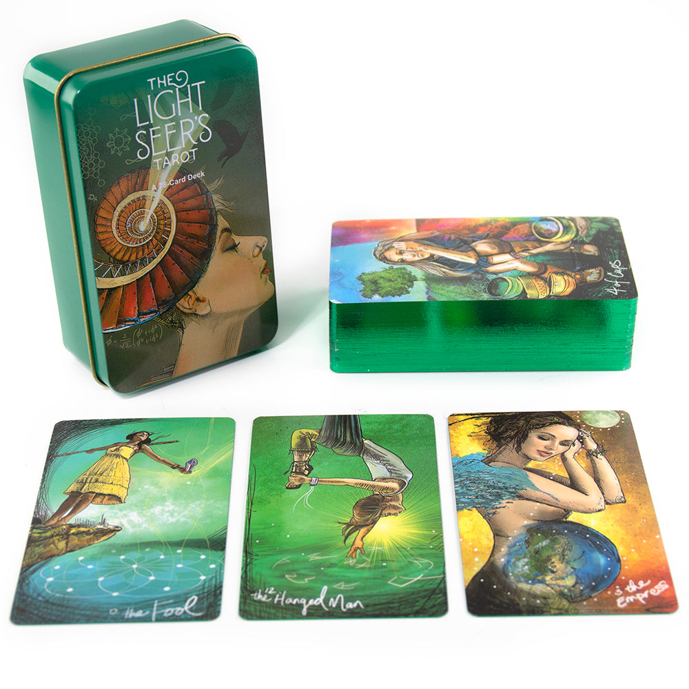 Baralho Especial 78 Cartas Chris-Anne's The Light Seer's Tarot - Ed. Tarot Com Borda Esmeralda e Caixa De Metal