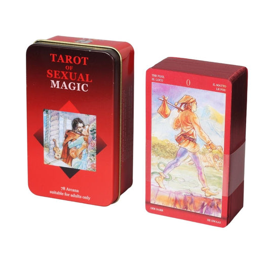 Baralho Erótico Especial 78 Cartas Lo Scarabeo's Tarot Of Sexual Magic - Ed. Tarot Com Borda Vermelha e Caixa De Metal