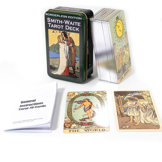Baralho Especial 84 Cartas Smith-Waite's Tarot Deck Edição Sem Borda Com Acabamento Prata e Caixa De Metal - Mandalay Shop